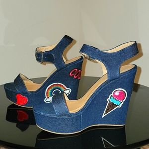 Bamboo DenimWedge heel size 7 1/2